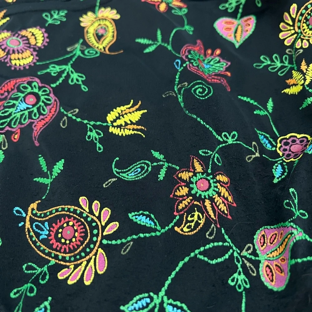 Vintage Victoria's Secret Black Paisley Colorful Bikini Size Medium